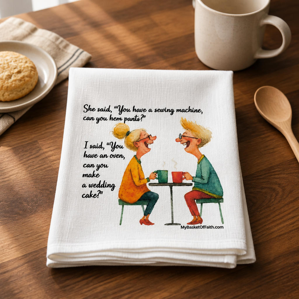 Tea Towel - She Said, you have a sewing machine can you hem pants