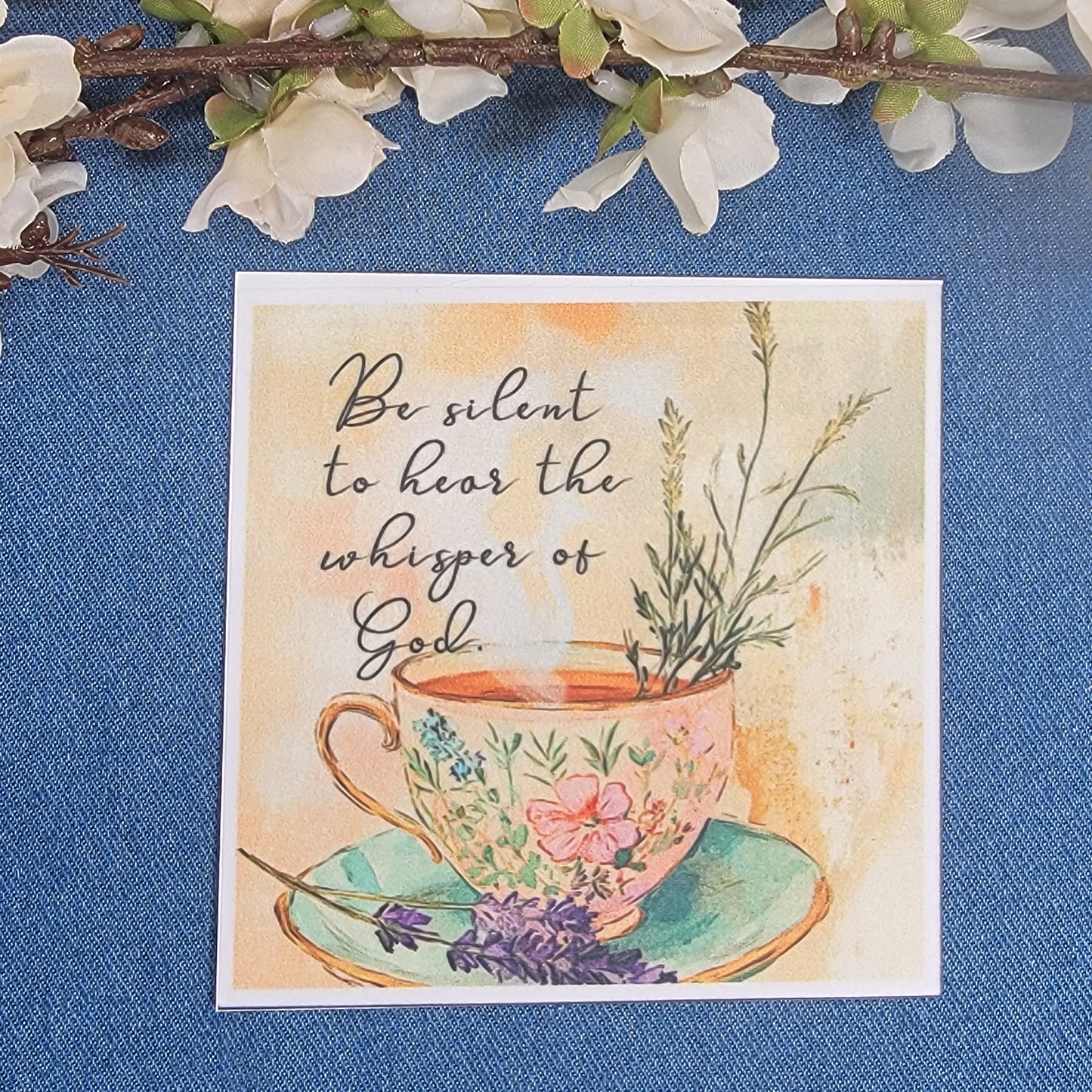 4" Quilt Block - Be silent to hear the whispers of God