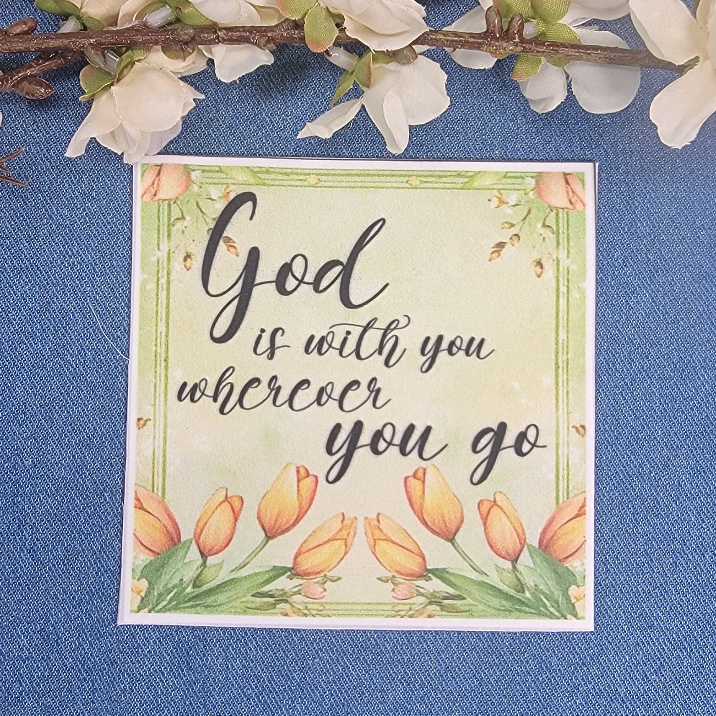 4" Quilt Block - God is with you wherever you go - 2