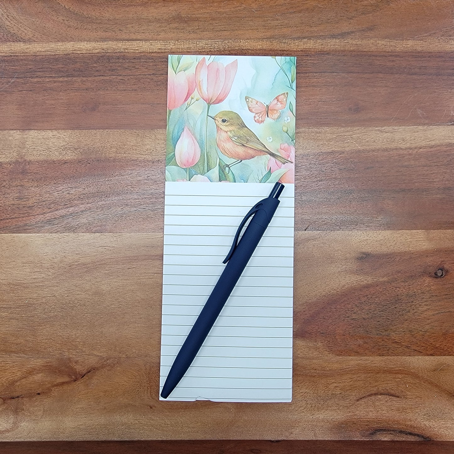 Bird with pink tulip - Notepad 3 x 8