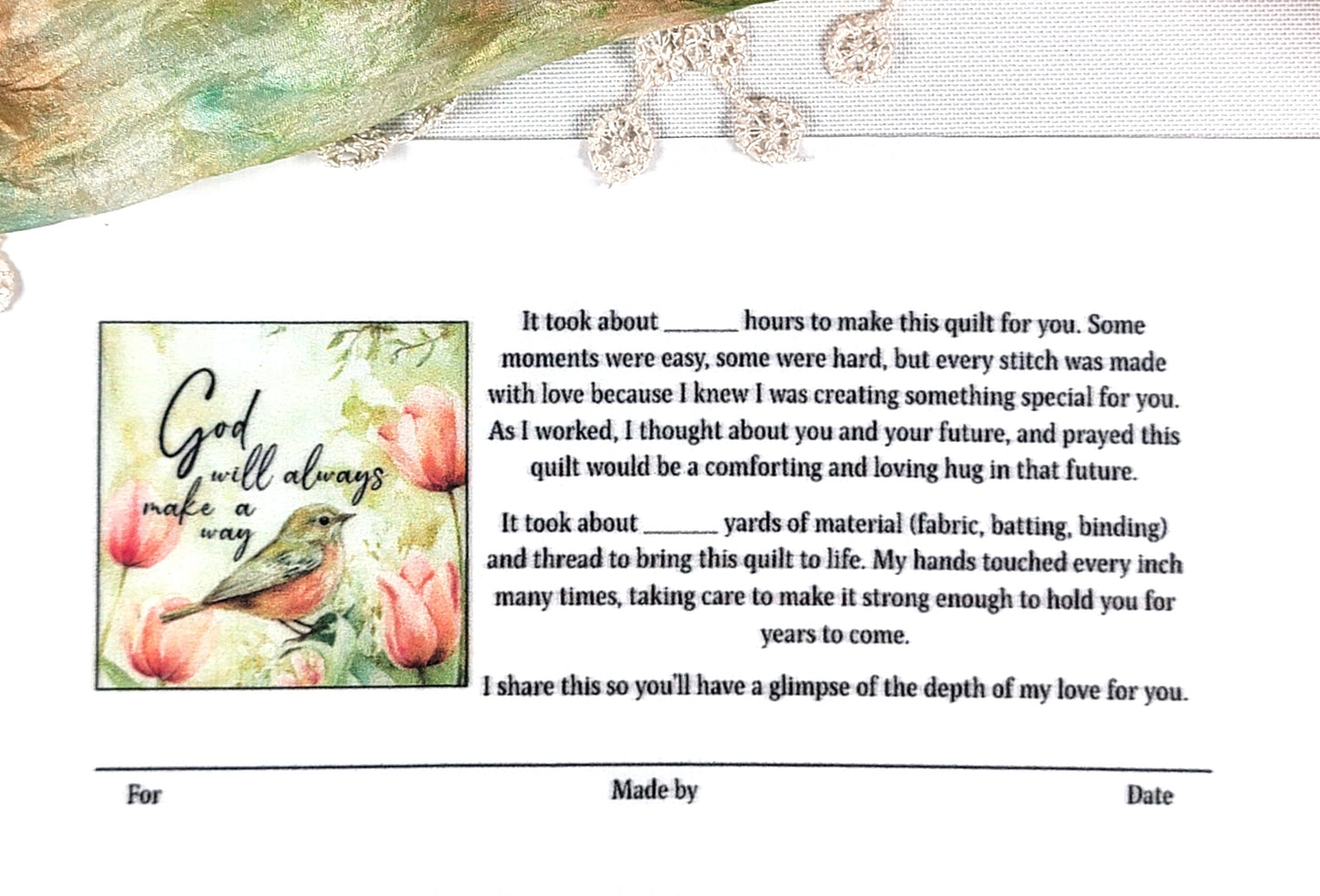 Quilt Label - God will always make a way