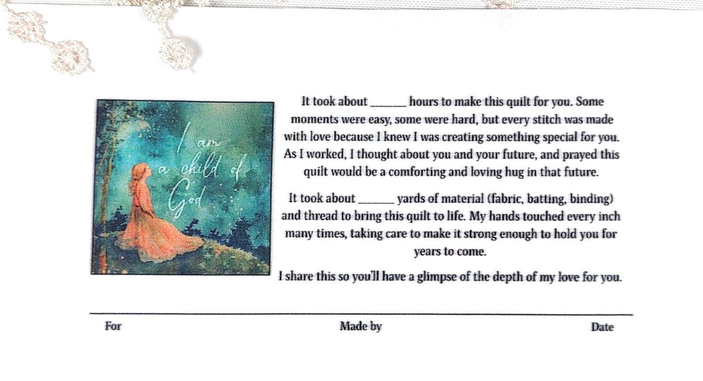 Quilt Label - I am a child of God