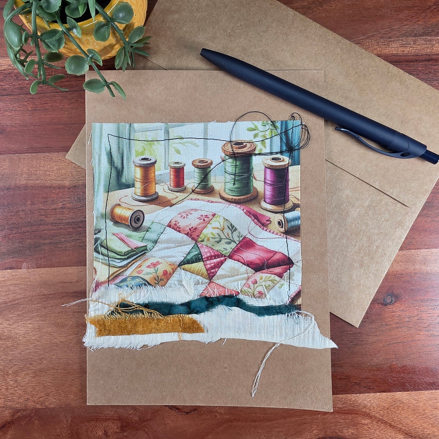 Fabric Art Card - Hand Quilt - 1
