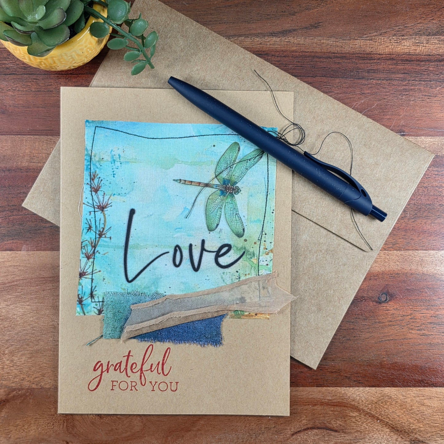 Fabric Art Card - Love