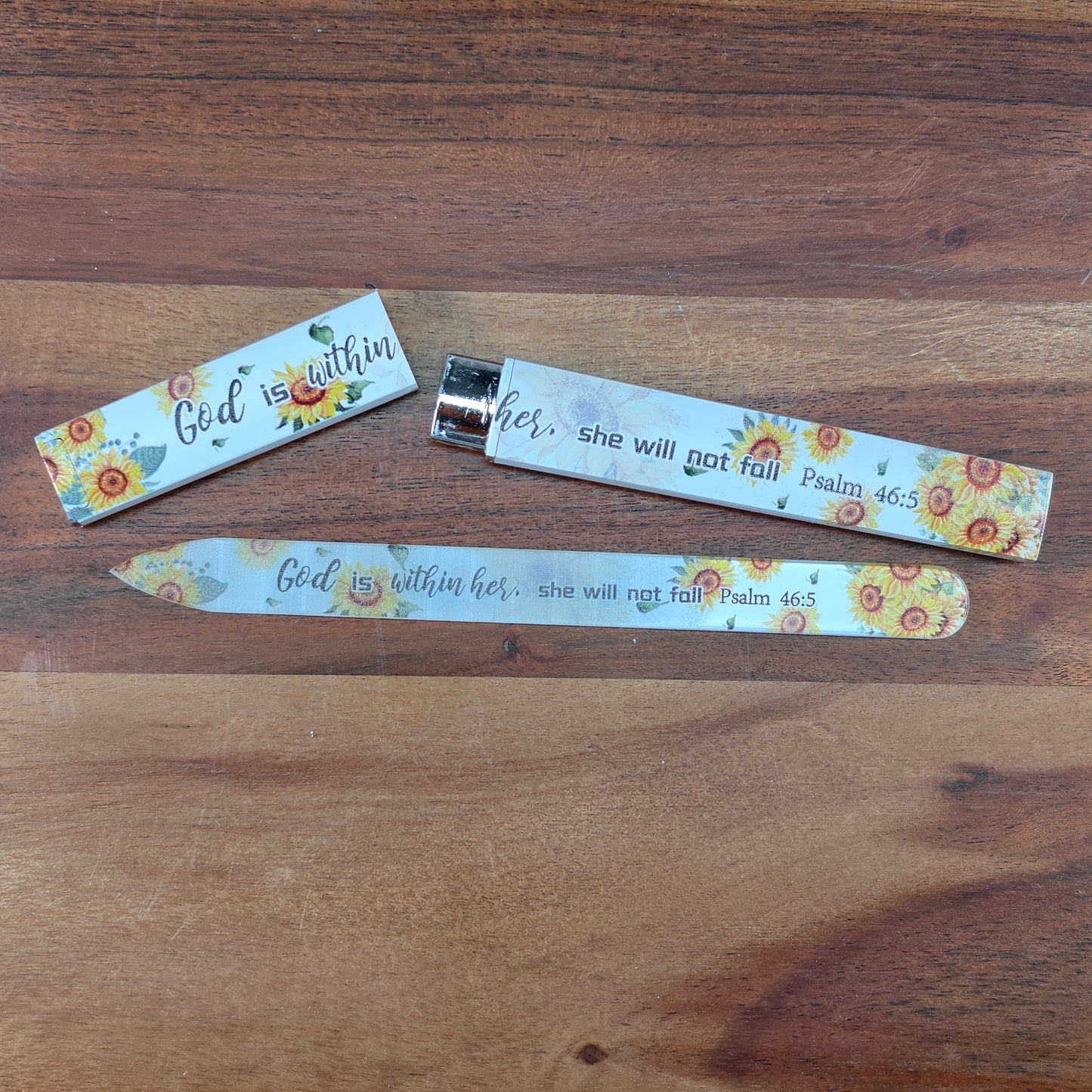 Glass Nail File - God is within her, she will not fall