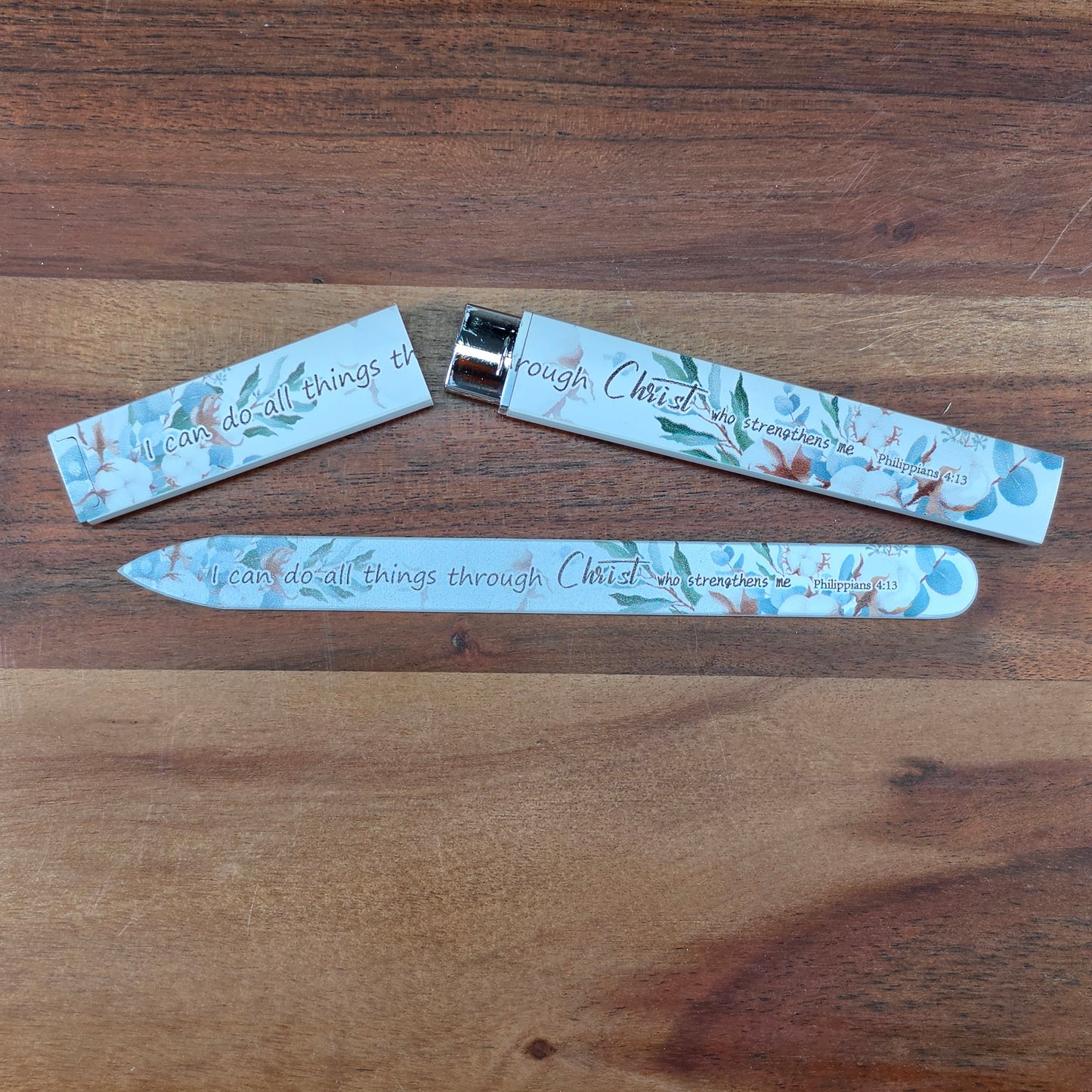 Glass Nail File - I can do all things through Christ who strengthens me
