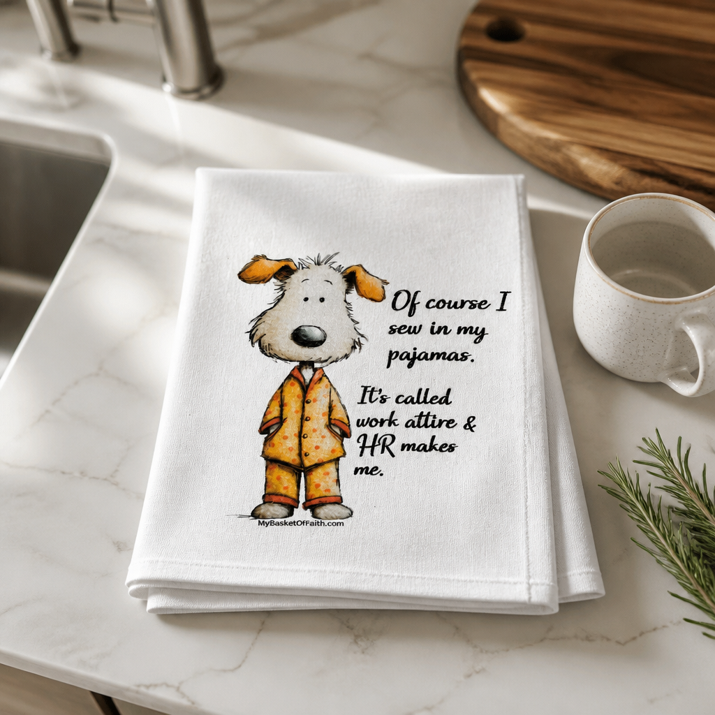Tea Towel - Of course I sew in my pajamas