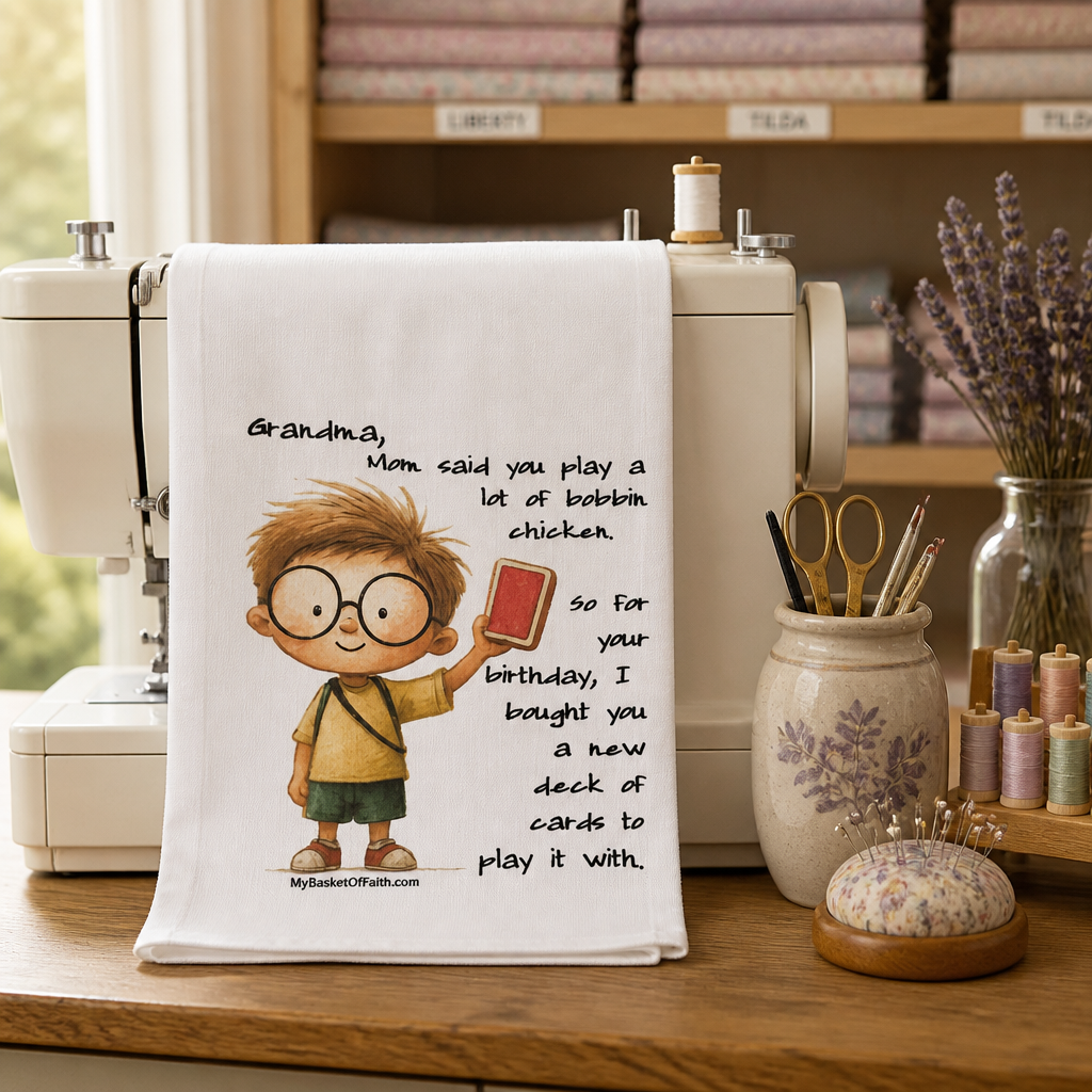 Tea Towel - Grandma told me that you play a lot of bobbin chicken