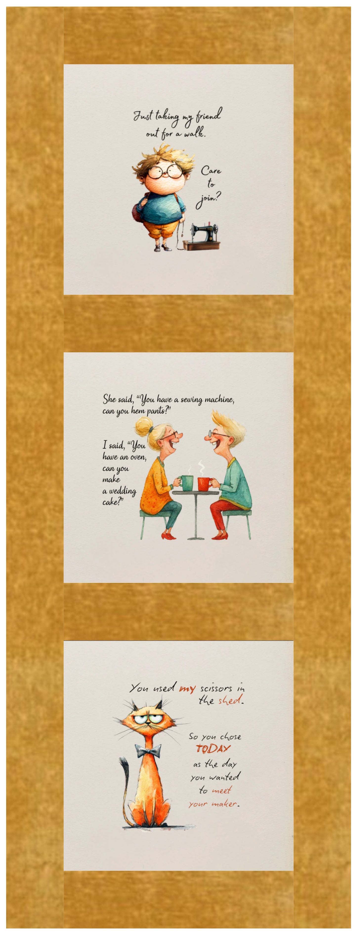 Quilter's Humor Wall Hanging - Three 4" Blocks - PATTERN ONLY
