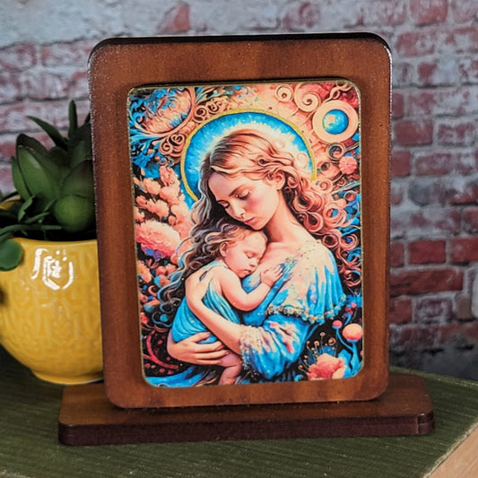 Mother Mary and Jesus - 1 - Embossed Digital Magnet