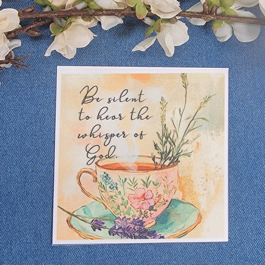 4" Quilt Block - Be silent to hear the whispers of God