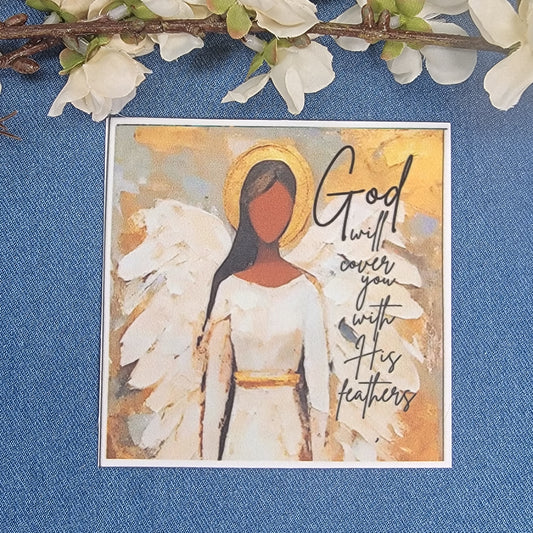 4" Quilt Block -God will cover you with His feathers