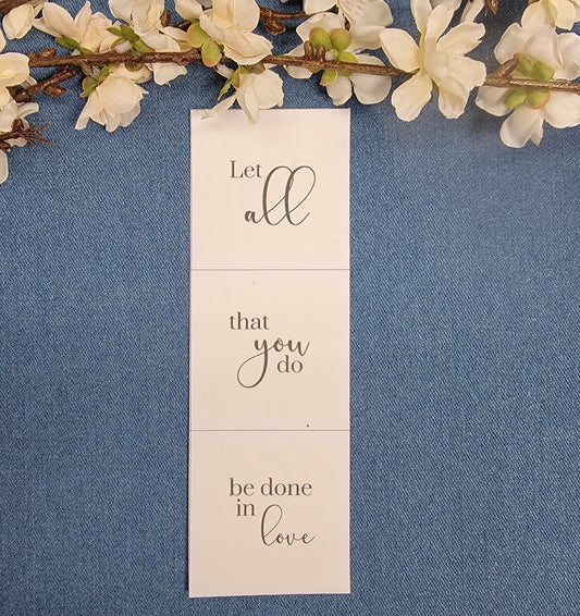 2" Quilt Blocks (set) - Let all that you do be done in Love - Ivory