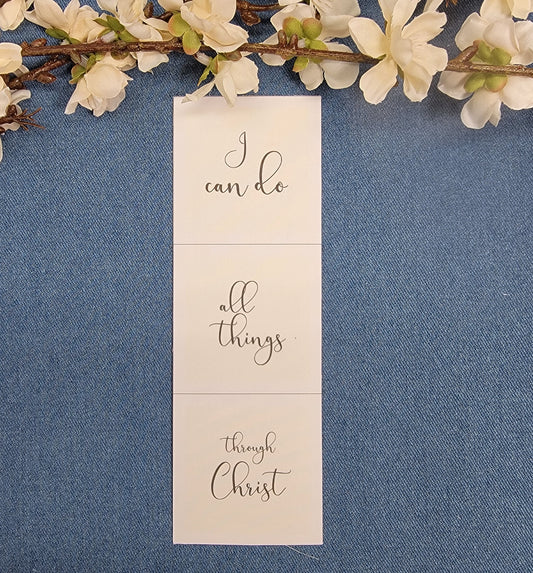 2" Quilt Blocks (set) - I can do all things through Christ - Ivory