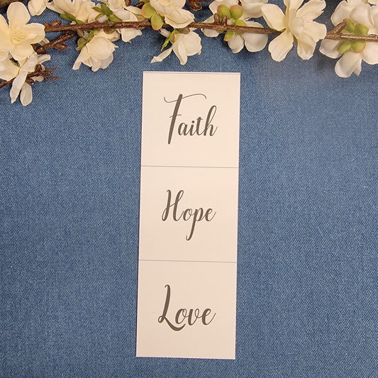 2" Quilt Blocks (set) - Faith Hope Love - Ivory