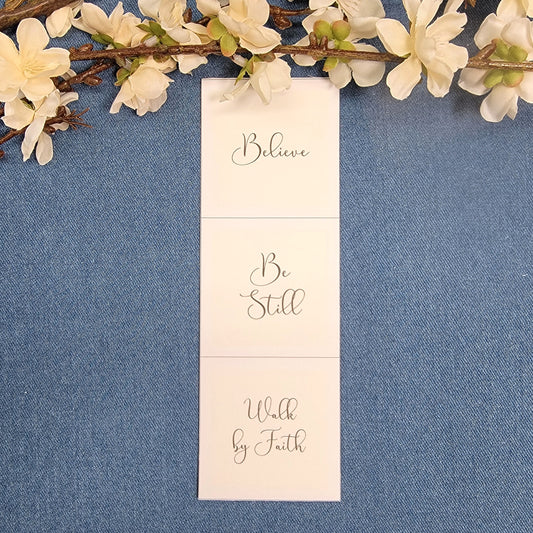 2" Quilt Blocks (set) - Believe Be Still Walk by Faith - Ivory
