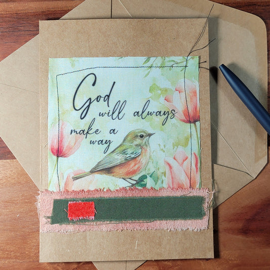 Fabric Art Card - God will always make a way