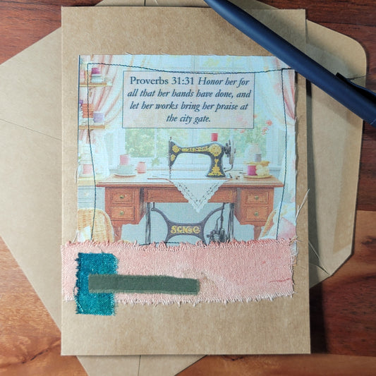 Fabric Art Card - Proverbs 31:31 - 1