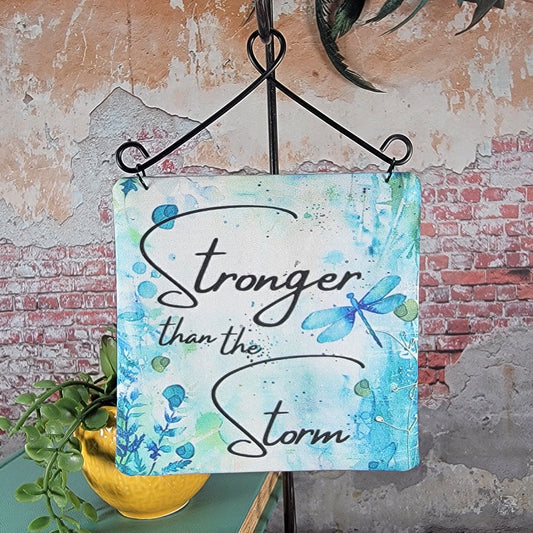 Stronger than the Storm - 4" Quilt Block Wall Art w/ Wire