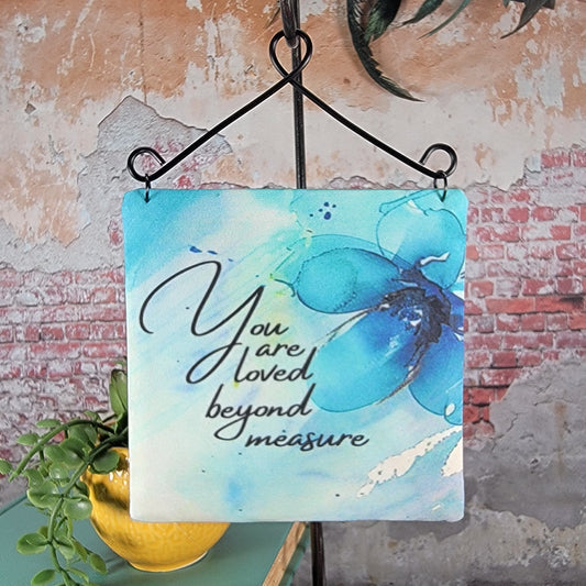 You are loved beyond measure - 4" Quilt Block Wall Art w/ Wire