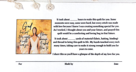 Quilt Label - God has sent His angels to watch over you