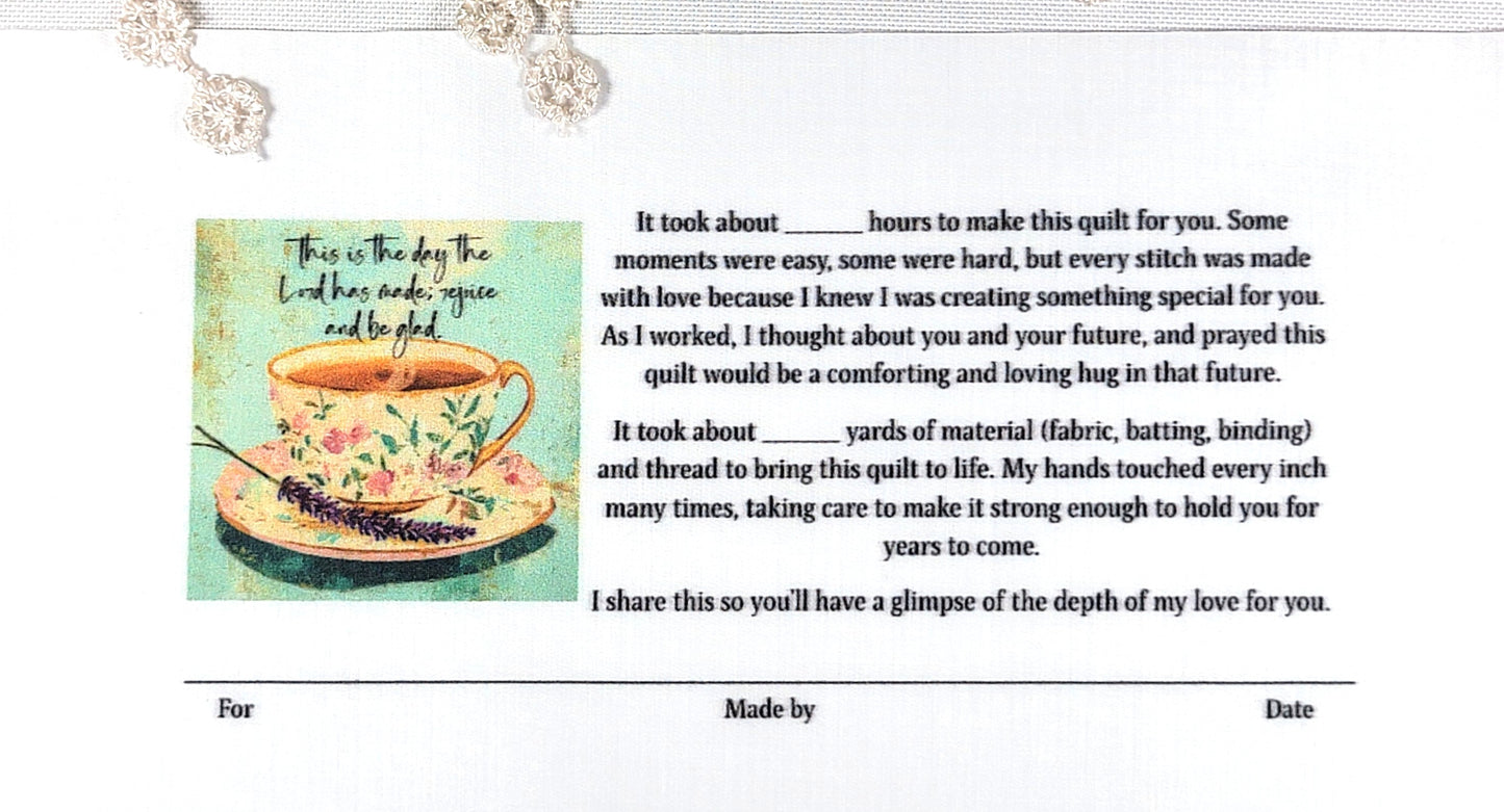 Quilt Label - This is the day the Lord has made rejoice and be glad