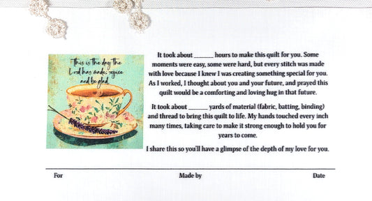 Quilt Label - This is the day the Lord has made rejoice and be glad