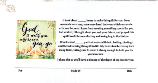 Quilt Label - God is with you wherever you go - 2