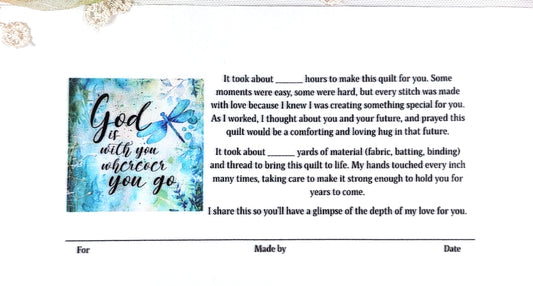 Quilt Label - God is with you wherever you go - 1