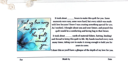 Quilt Label - Feel my love every time you wrap this quilt around you