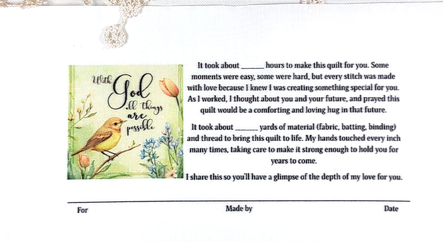 Quilt Label - With God all things are possible