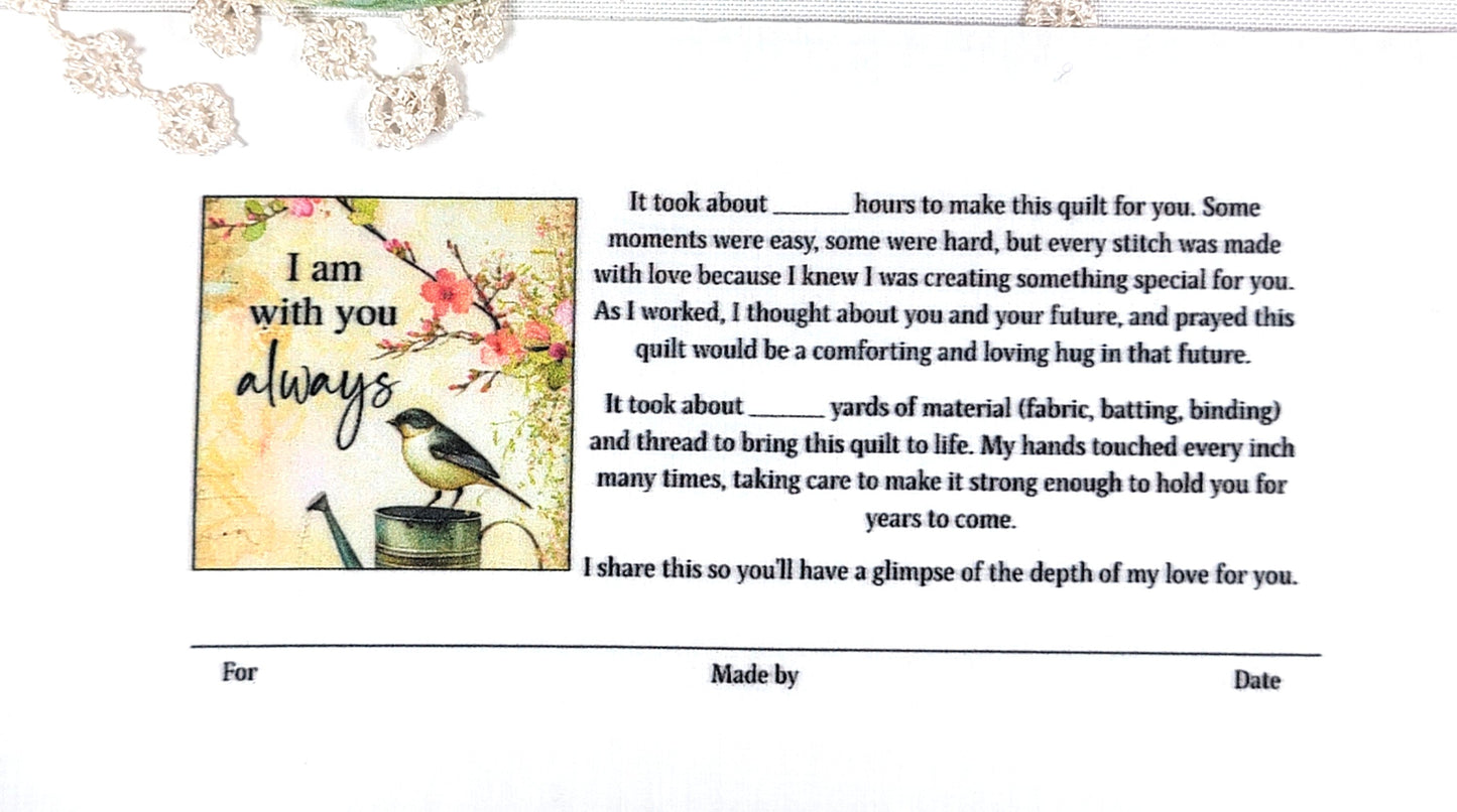 Quilt Label - I am with you always