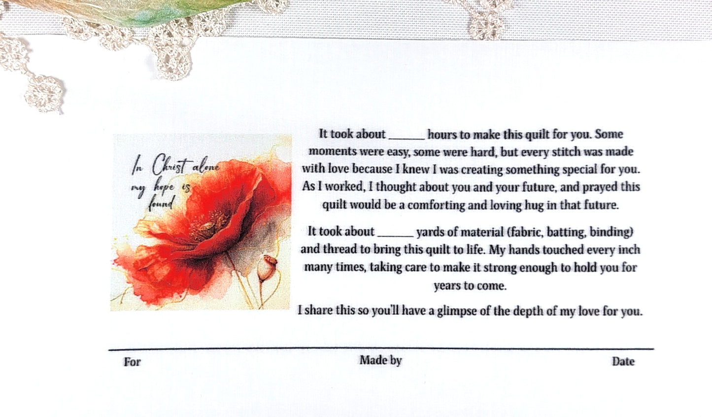 Quilt Label - In Christ alone my hope if found