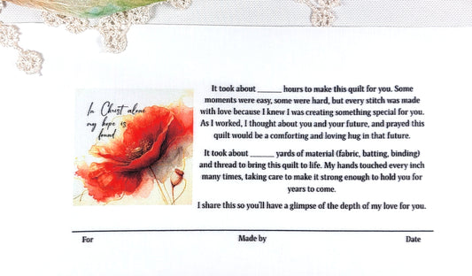 Quilt Label - In Christ alone my hope if found