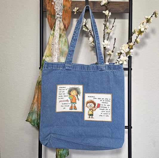 Quilter's Humor - Denim Tote Bag - 4