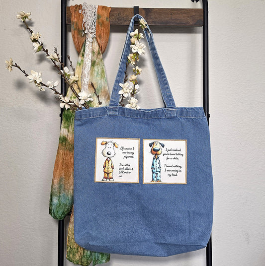 Quilter's Humor - Denim Tote Bag - 5