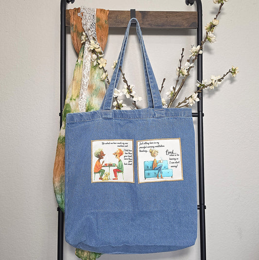 Quilter's Humor - Denim Tote Bag - 2