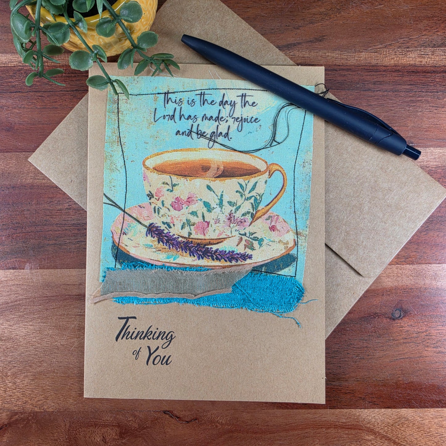 Fabric Art Card - This is the day the Lord has made rejoice and be glad