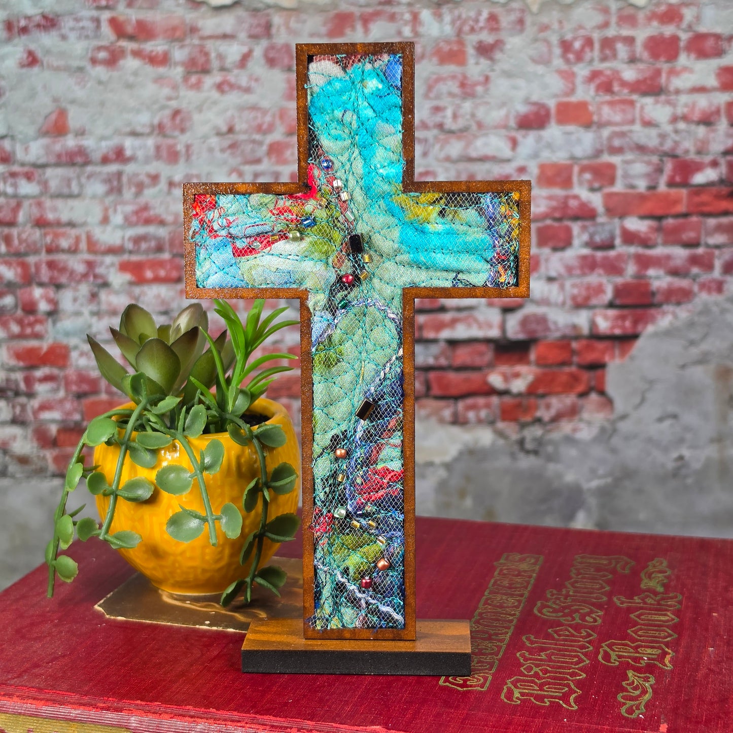 Standing Cross - Quilted & Beaded Cross - 1