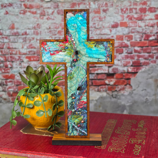 Standing Cross - Quilted & Beaded Cross - 1