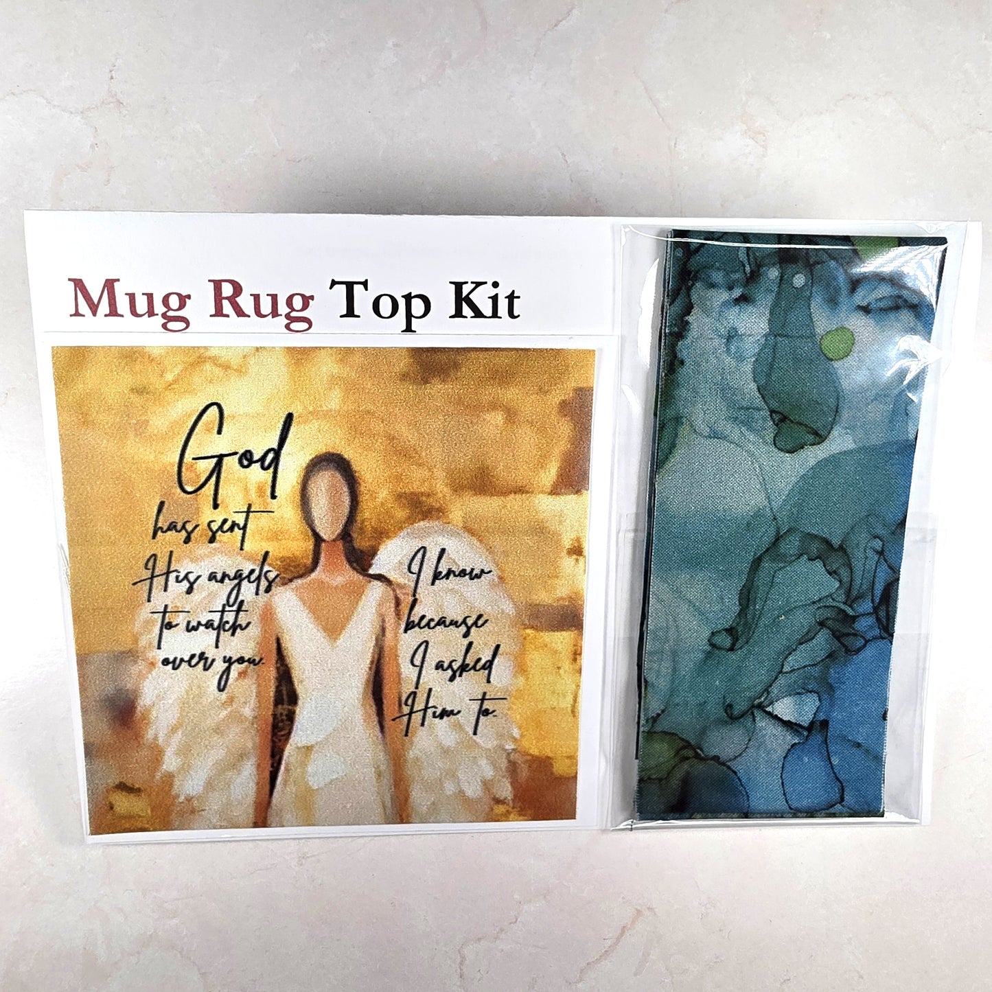 Mug Rug Top Only Kit - God has sent His angels to watch over you