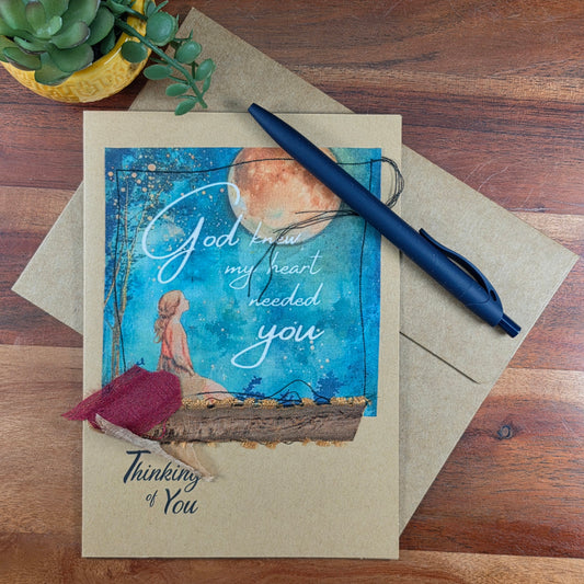 Fabric Art Card - God knew my heart needed you