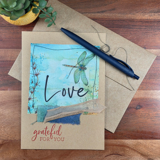 Fabric Art Card - Love