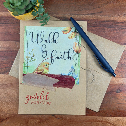Fabric Art Card - Walk by faith