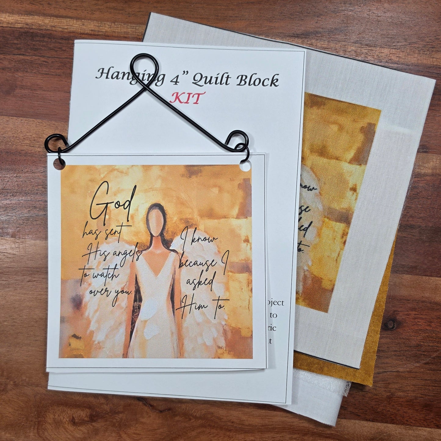 Kit - Complete 4" Block Wire Hanging - God has sent His angels to watch over you