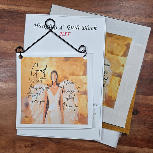 Kit - Complete 4" Block Wire Hanging - God has sent His angels to watch over you