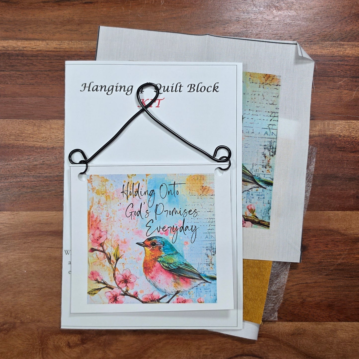 Kit - Complete 4" Block Wire Hanging - Holding Onto God's Promises Everyday
