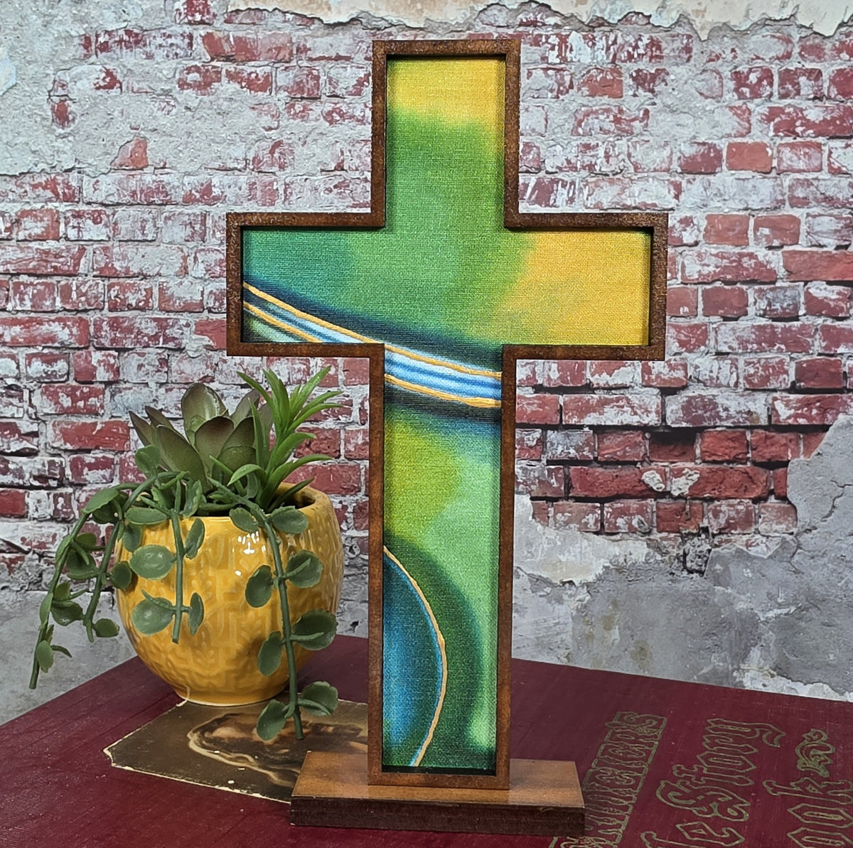 Standing Cross - Silk w/ Gold - 7