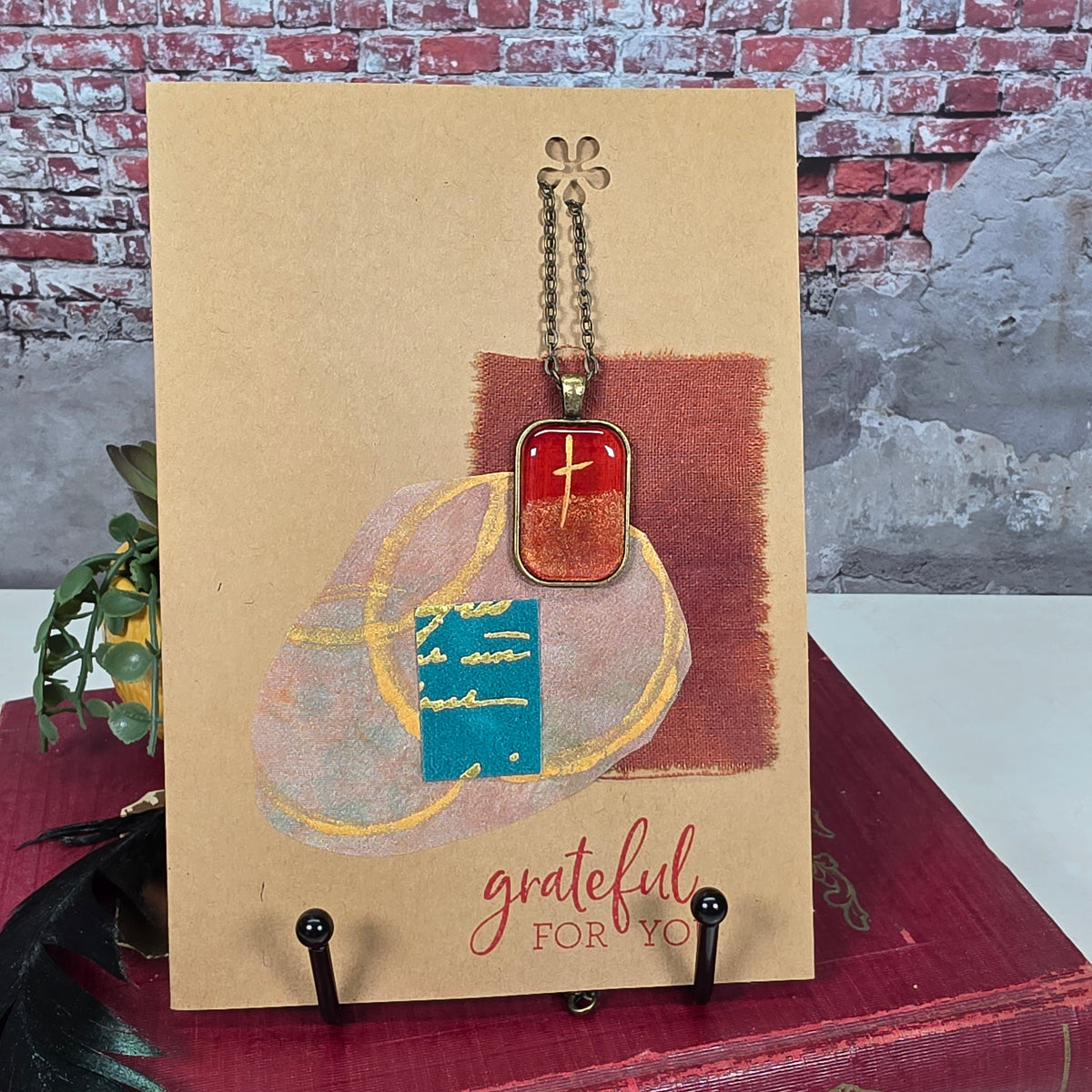 Silk Necklace with Cross in Card - 9