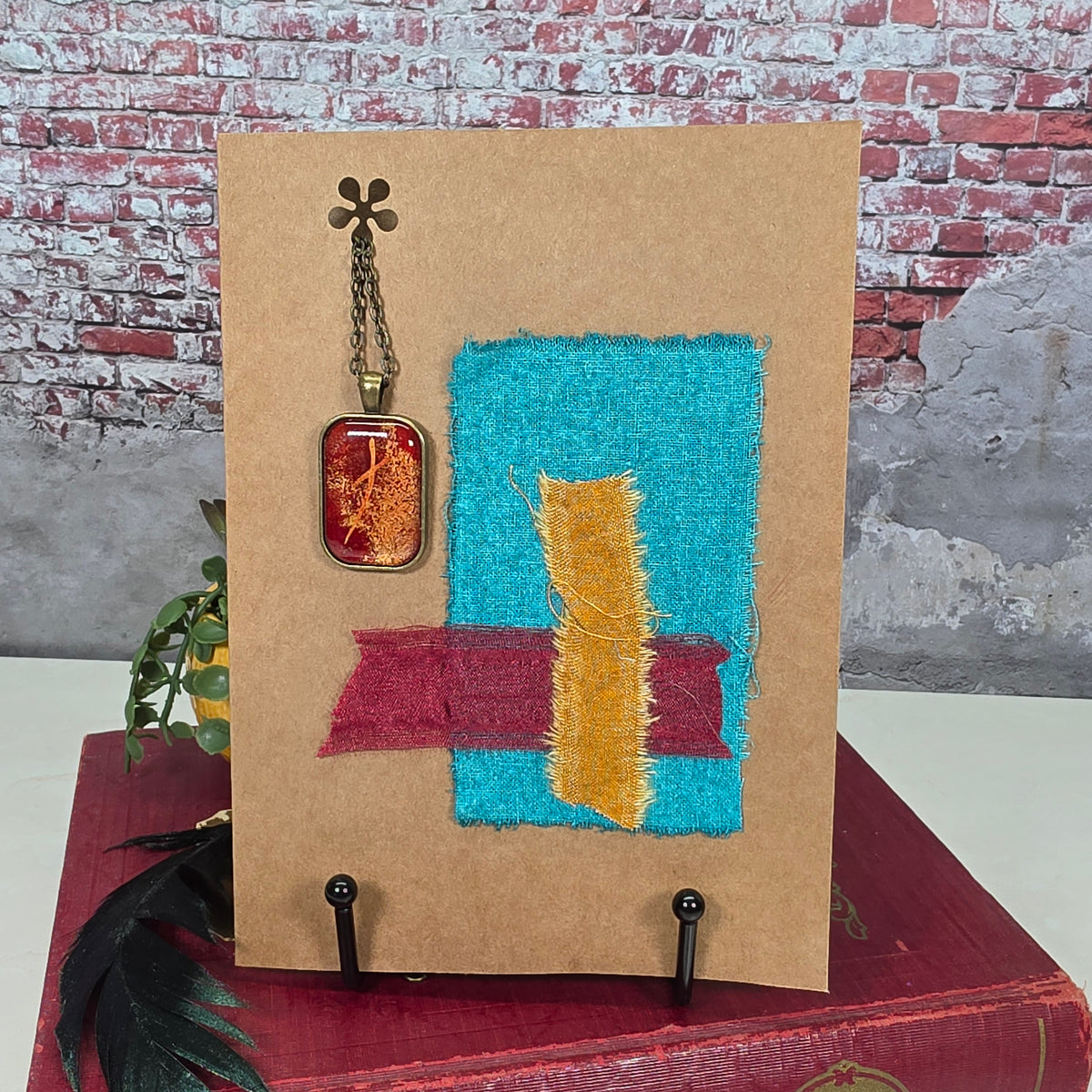 Silk Necklace with Cross in Card - 16